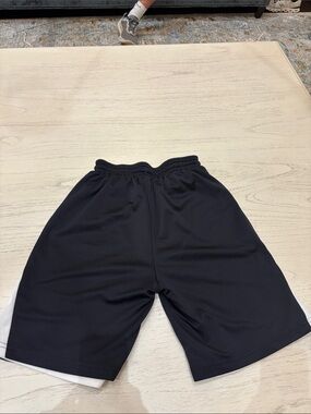 Reversible Black/White Athletic Basketball Shorts with White Side Panels